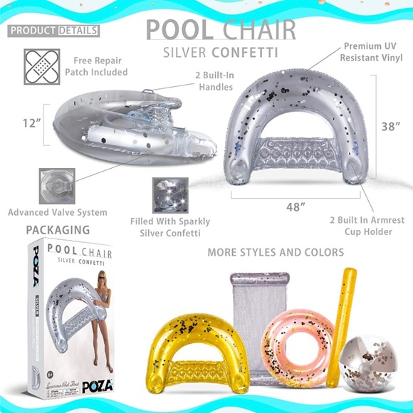 POZA Inflatable Pool Float Chair - Picture 2 of 6